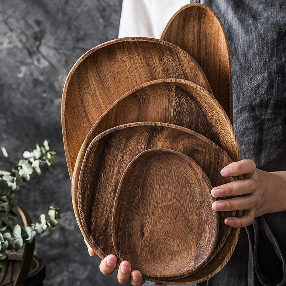 Oval Shaped Acacia Wood Serving Trays Set – Casa & Beyond.