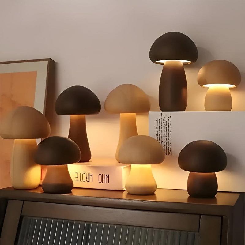 Wooden Mushroom Lamp