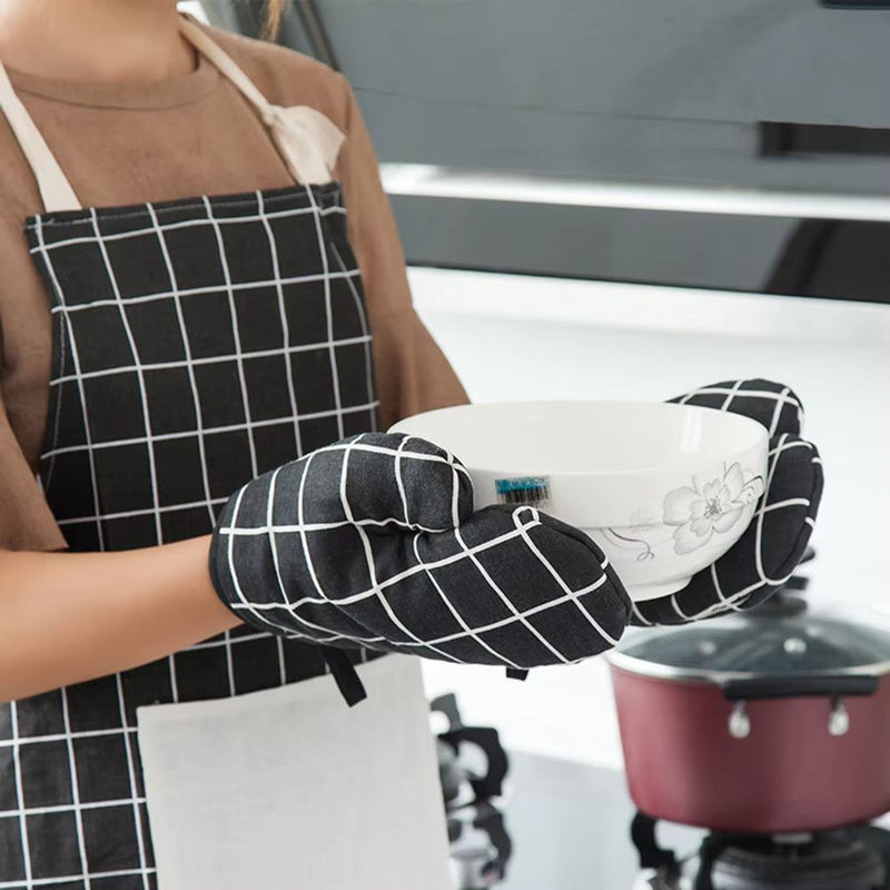 Heatproof Grid Pattern Kitchen Mitts