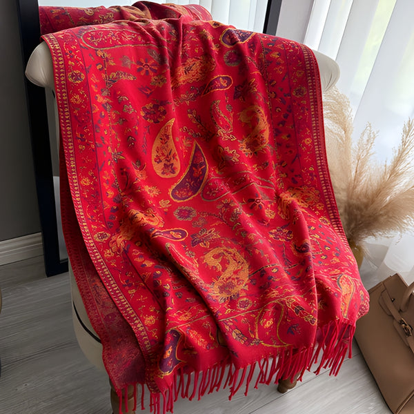 Paisley Elegance Winter Poncho Shawl