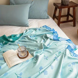 Blue Floral Bamboo Fiber Cooling Blanket