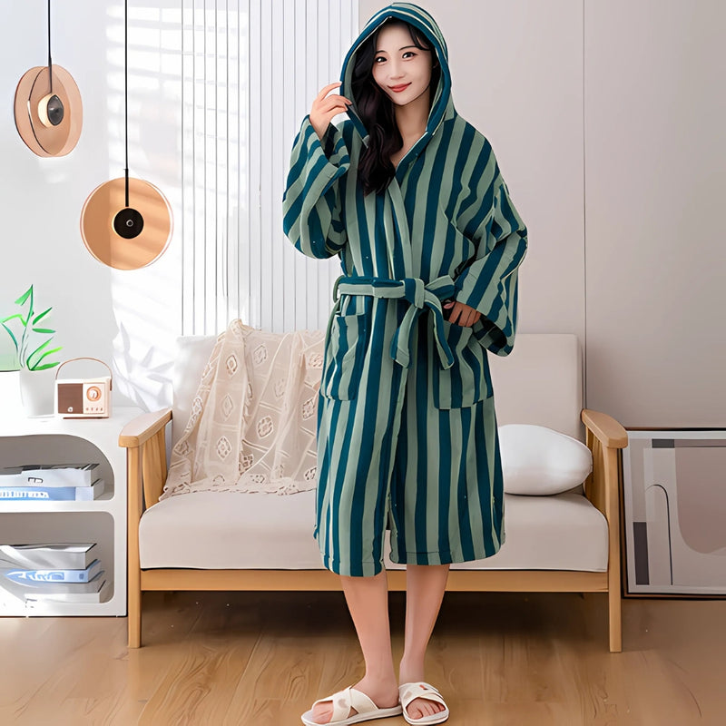 Cloud-Soft Unisex Striped Bathrobe