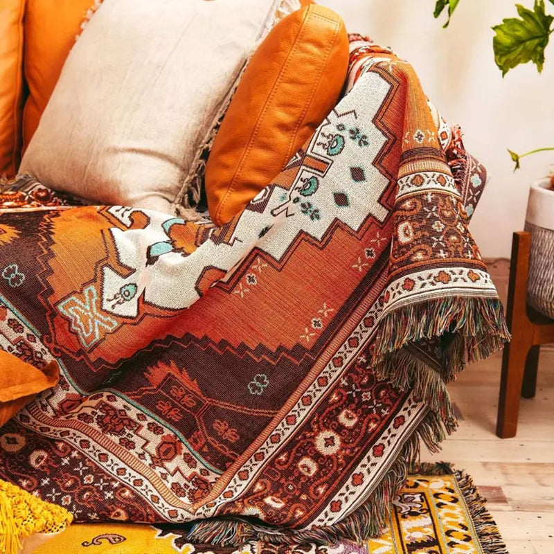 Boho Chic Patterned Throw Blanket