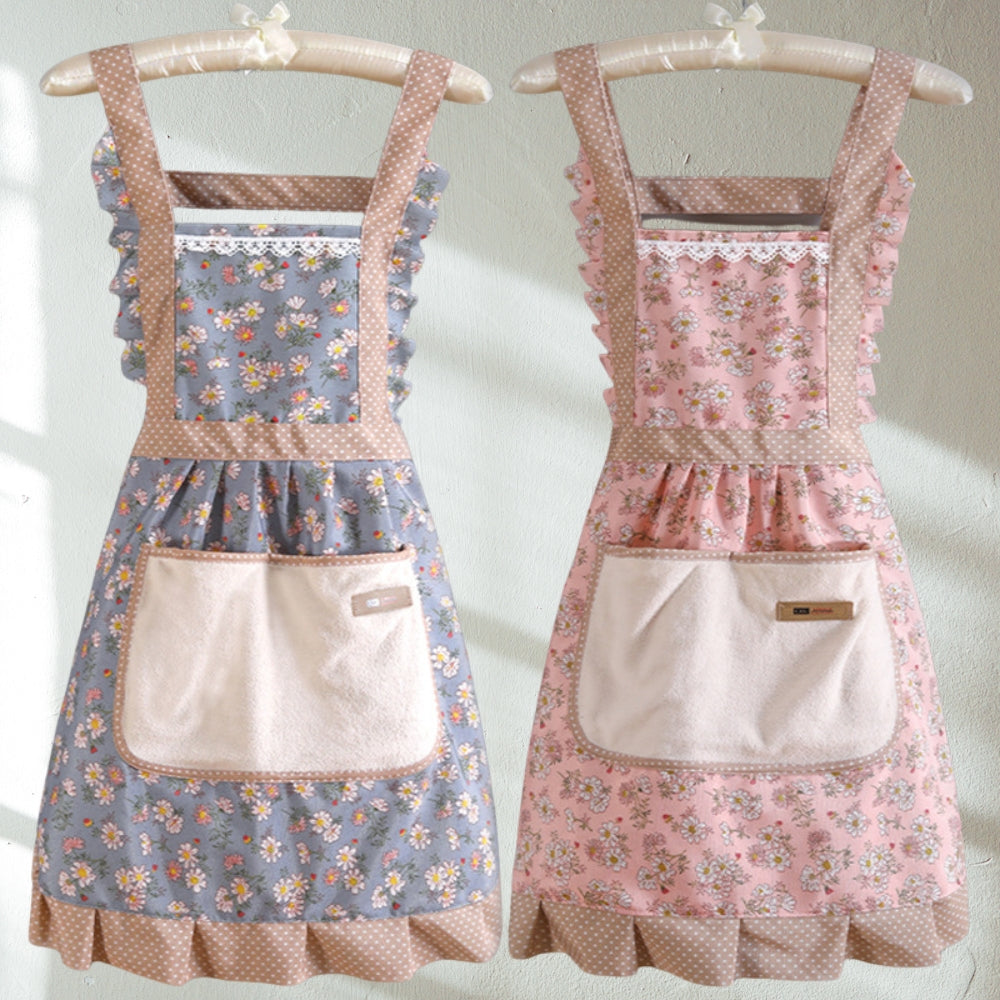 Sweet Flora Kitchen Apron-Blue