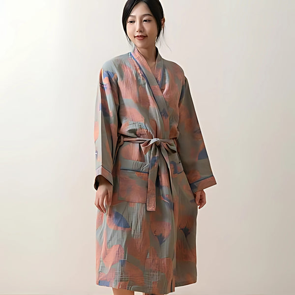 Eden Leaf Cotton Tie Robe