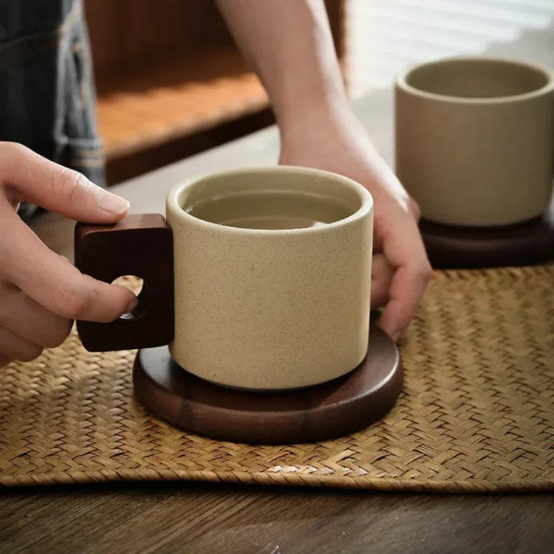 Modernist Ceramic Wooden Pallet Mug