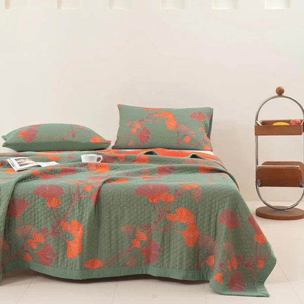 Ginkgo Orange Leaf Floral Pattern Blanket