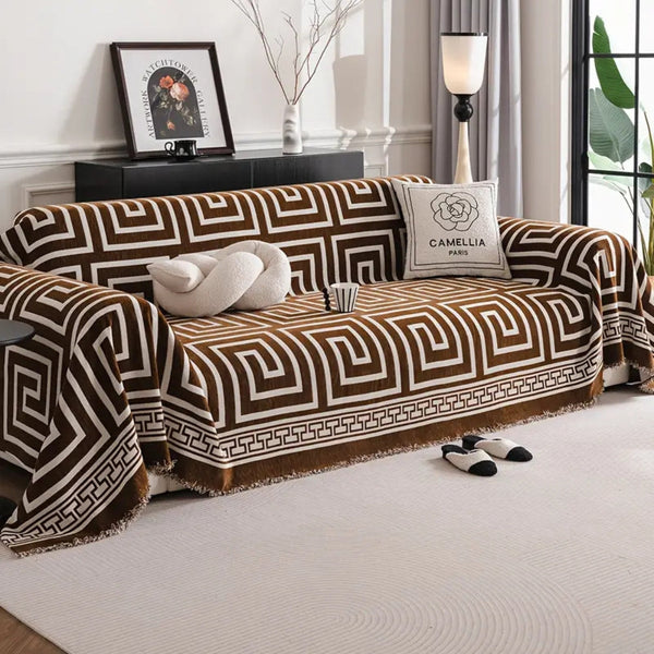 Meander Tassels Chenille Sofa Cover