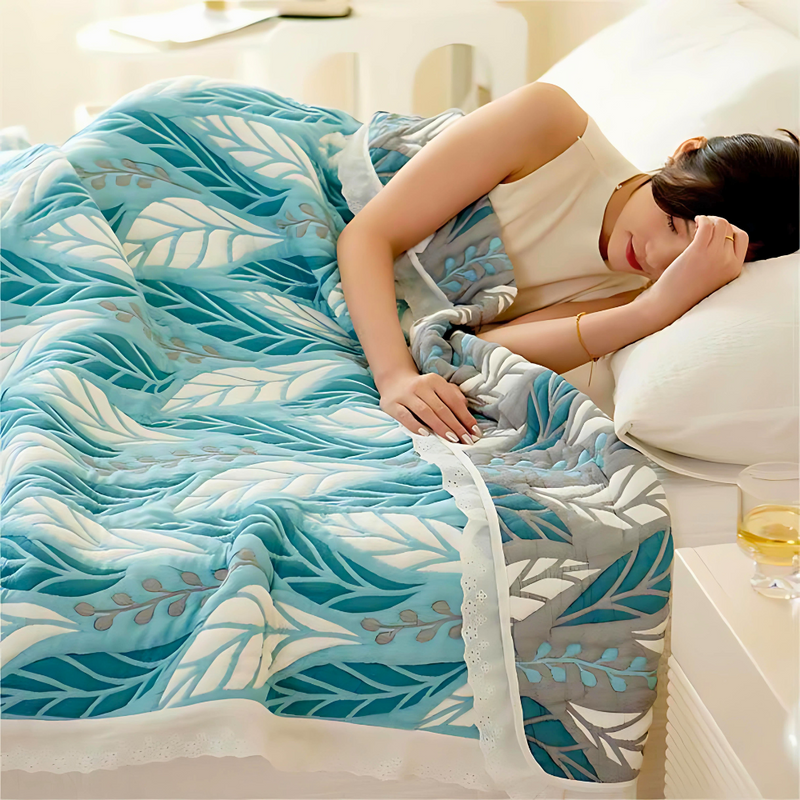 Lush Leaf Bamboo Fiber Breathable Blanket