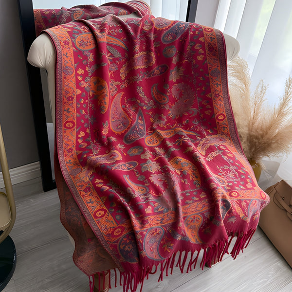 Paisley Elegance Winter Poncho Shawl