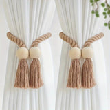 Wooden Bead Tassel Curtain Tie Back | 2Pcs Set