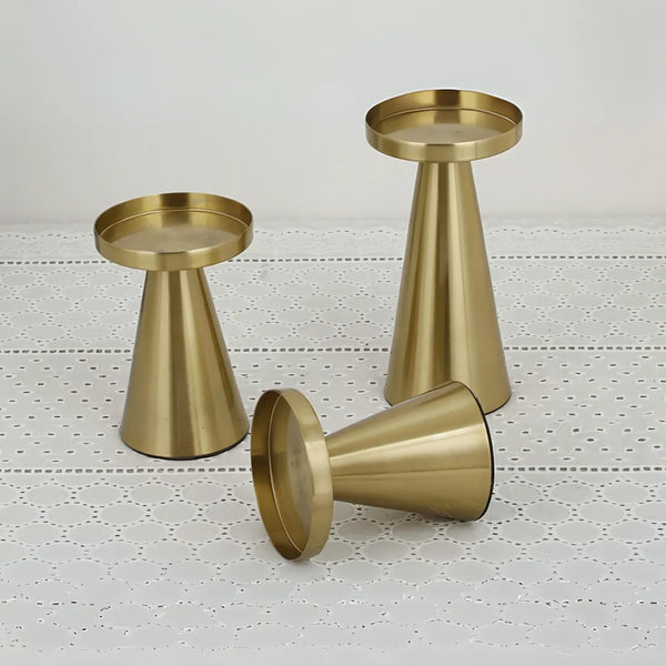 Elegant Brass Candle Holders | Set of 3