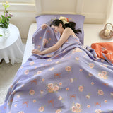 Bow-Knot and Rose Cotton Gauze Blanket