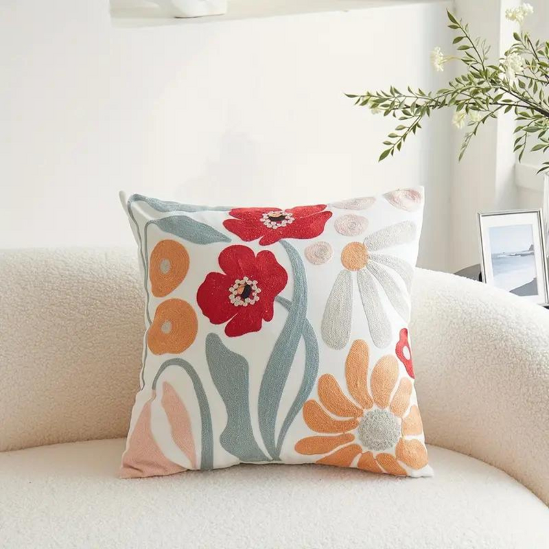 Elegant Plant Patterned Cushion Cover