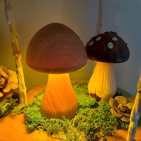 Wooden Mushroom Lamp