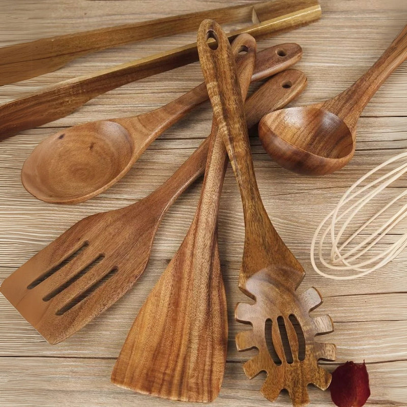 Premium Wooden Cooking Utensils | 7 Sets