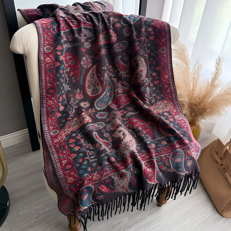 Paisley Elegance Winter Poncho Shawl