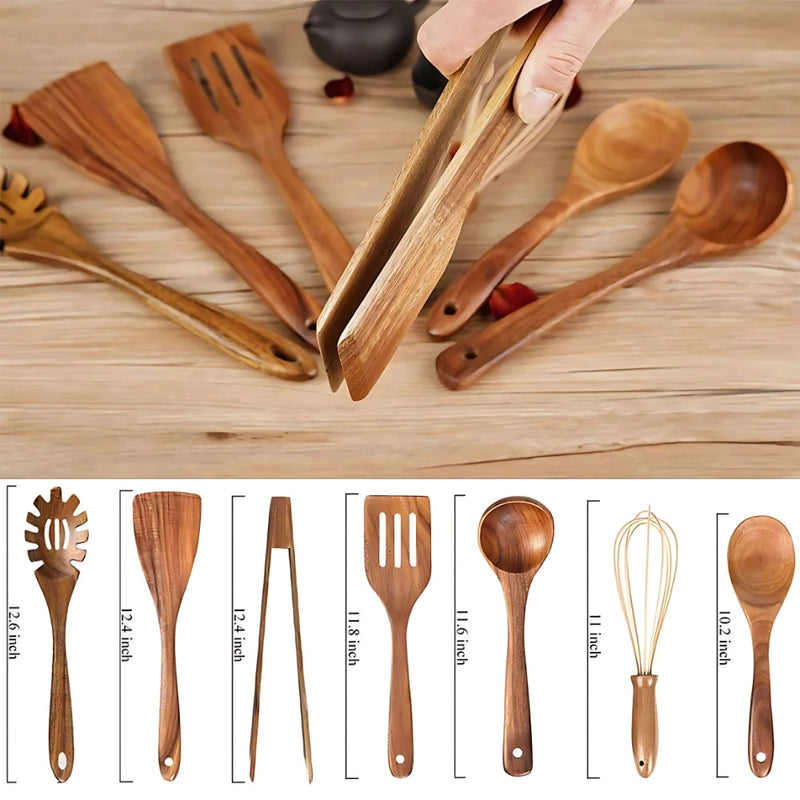 Premium Wooden Cooking Utensils | 7 Sets