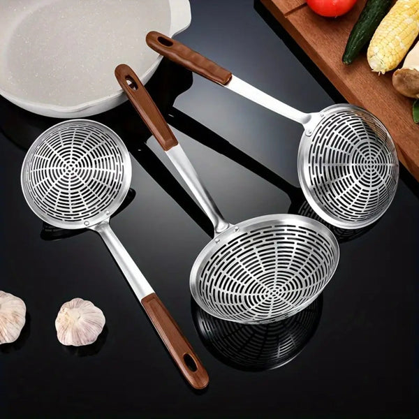 Stainless Steel Wooden Strainer Ladle