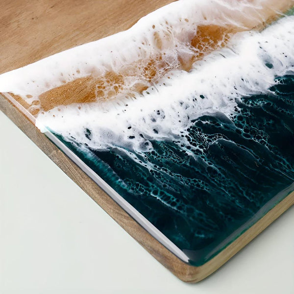 Ocean Wave Resin Acacia Wood Cutting Board