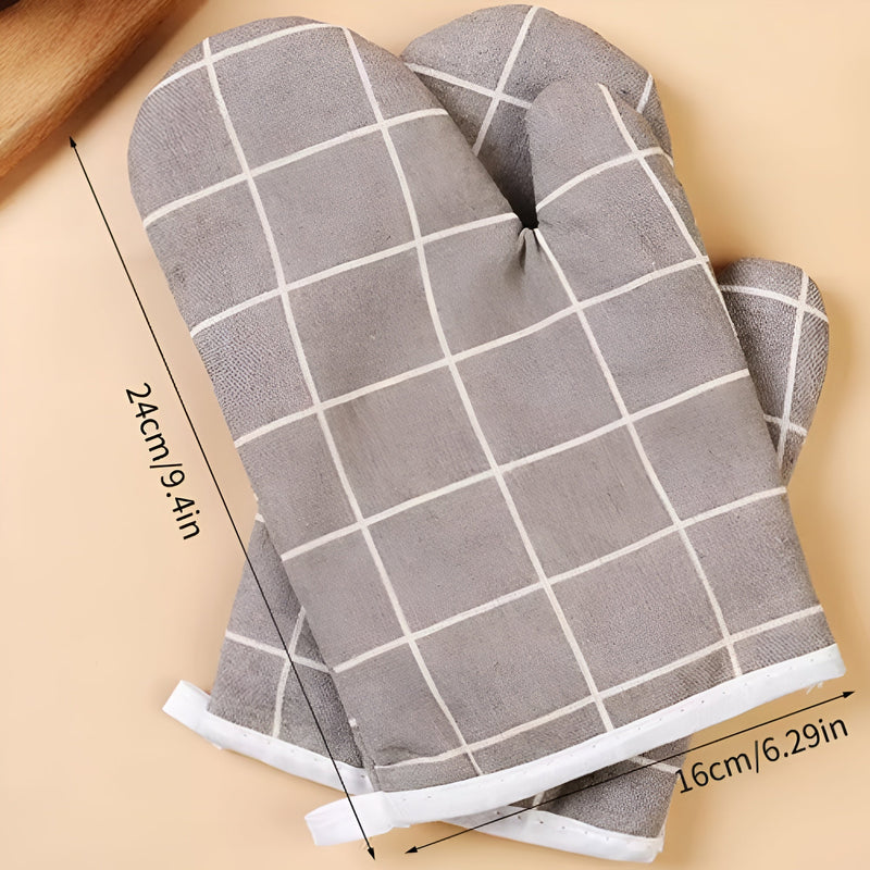 Heatproof Grid Pattern Kitchen Mitts