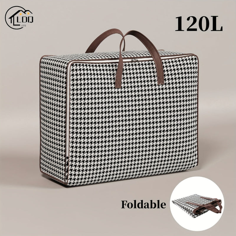 Durable Large Capacity Houndstooth Storage Suitcase