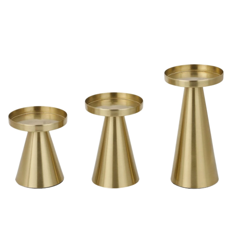 Elegant Brass Candle Holders | Set of 3