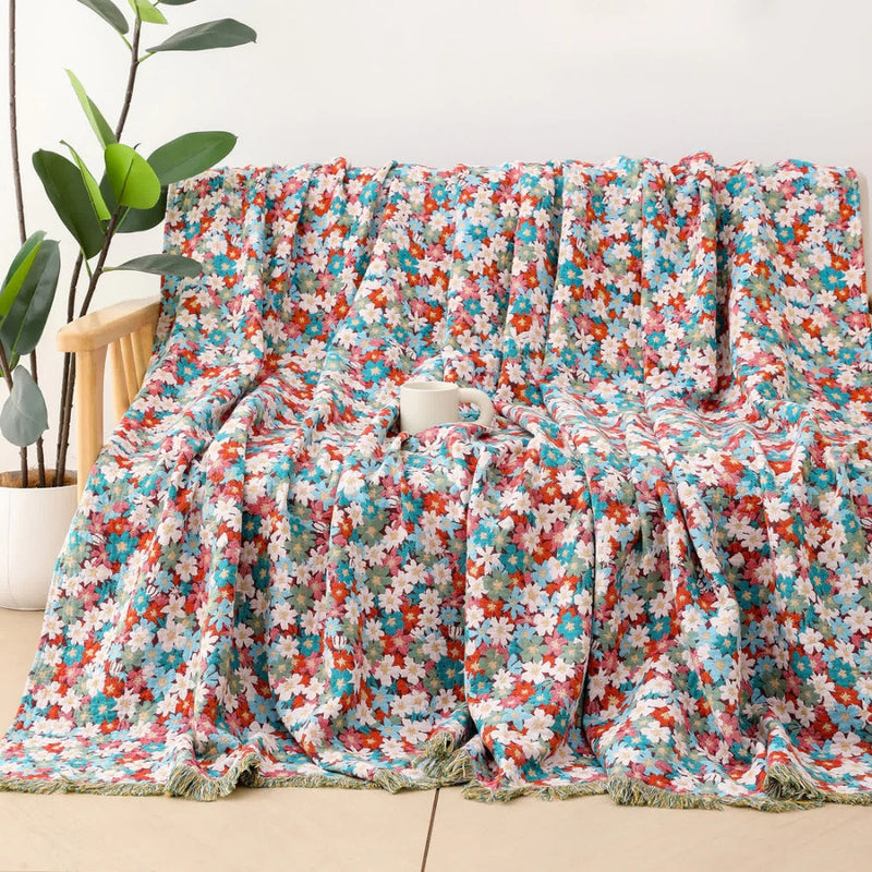 Floral Fiesta Cotton Blanket