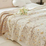 Lovely Flower Cotton Tassel Blanket