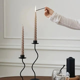 Sculpted Wavy Iron Candle Holder