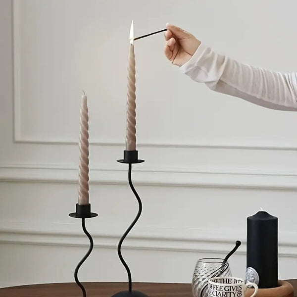 Sculpted Wavy Iron Candle Holder