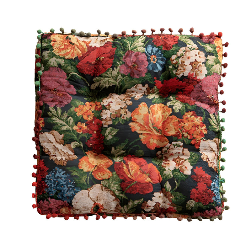 Retro Floral Bohemian Tassel Cushion