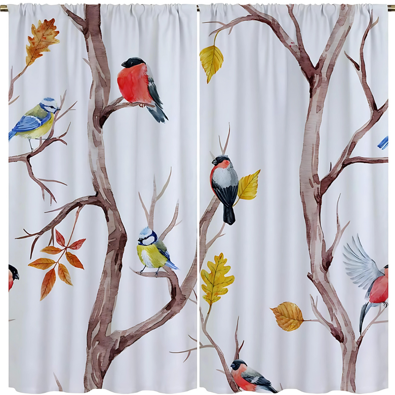 Natural Style Bird & Tree Branches Shower Curtain