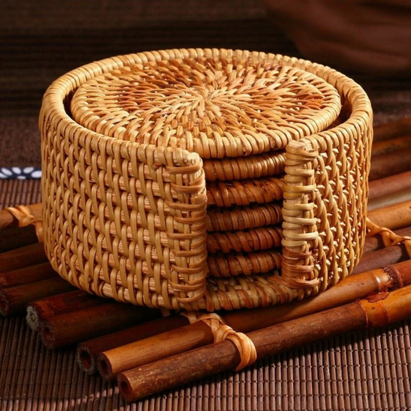 Handmade Rattan Coaster | 6pcs Set