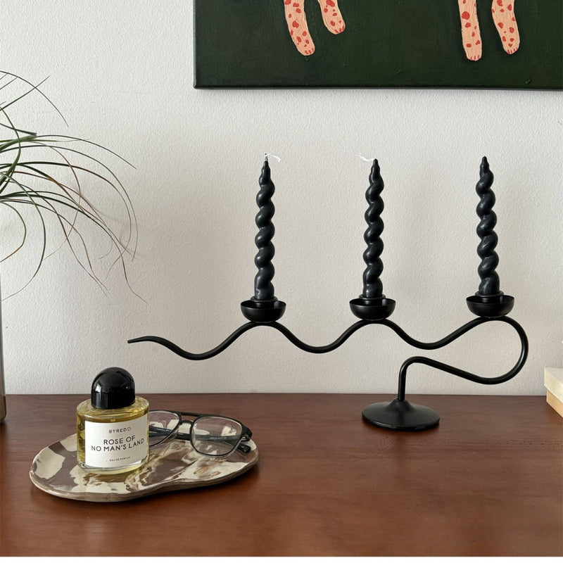 Tri Iron Twisted Candle Holder