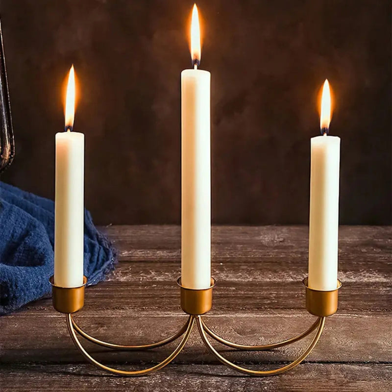 Gilded Trio Iron Candle Holder