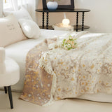 Lovely Flower Cotton Tassel Blanket