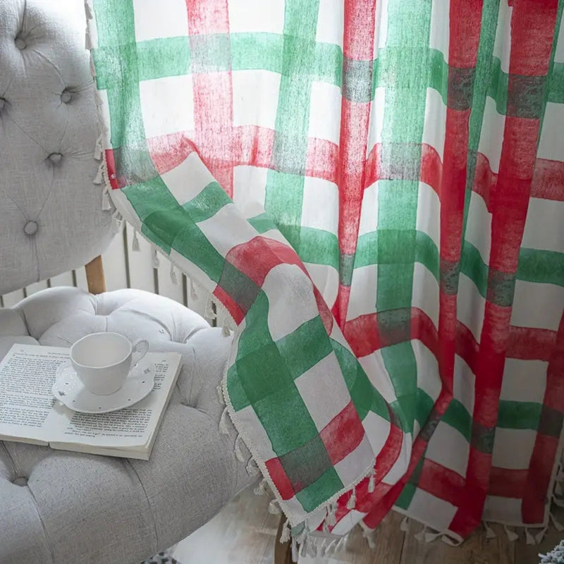 Merry & Bright Plaid Semi-Shading Curtain