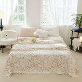 Lovely Flower Cotton Tassel Blanket