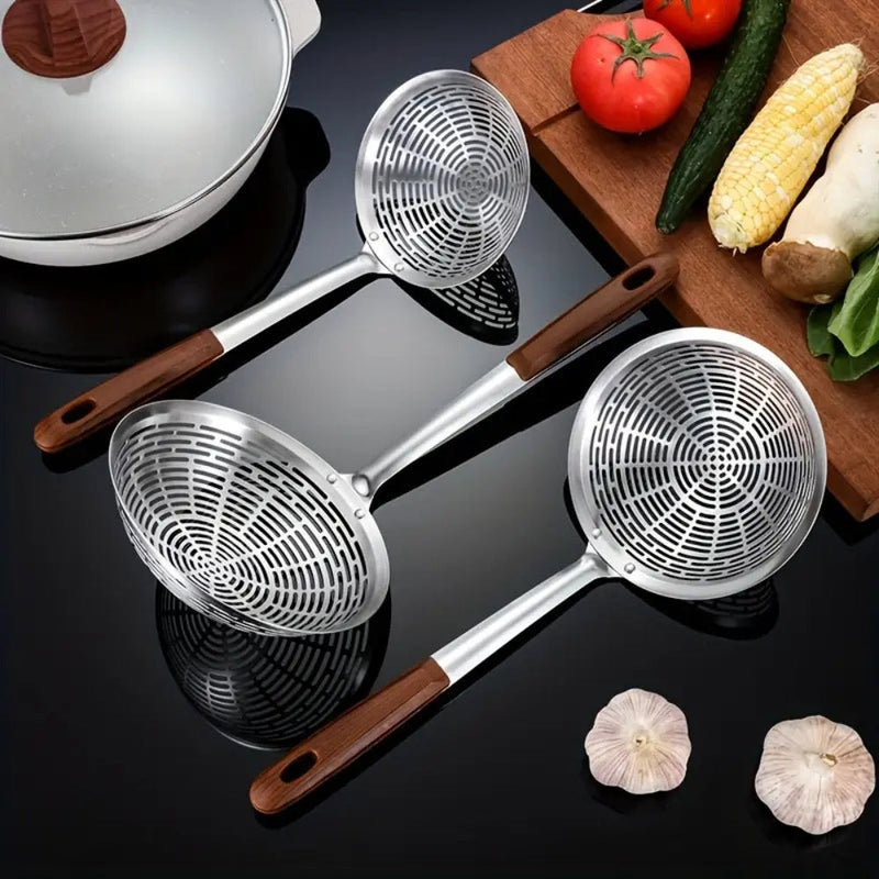 Stainless Steel Wooden Strainer Ladle