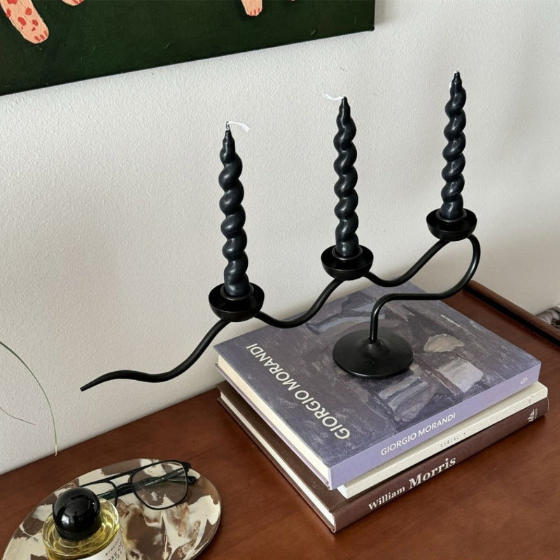 Tri Iron Twisted Candle Holder