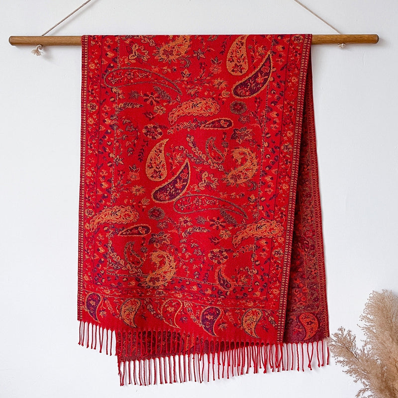 Paisley Elegance Winter Poncho Shawl