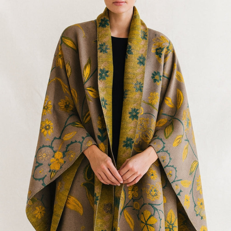 Elegant Double-Sided Floral Winter Shawl Scarf