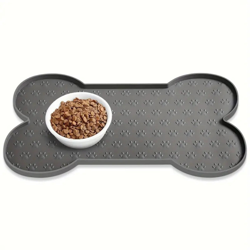 bella dog bowl mat Casa & Beyond | Bone-Shaped Silicone Pet Feeding Mat | 19x10 in
