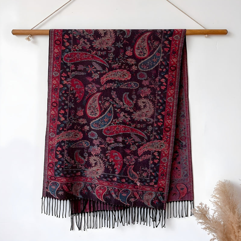 Paisley Elegance Winter Poncho Shawl
