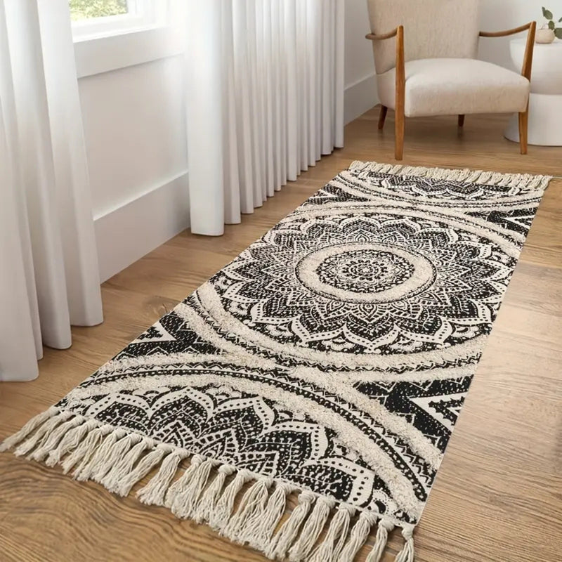 Bohemian Black & Cream Runner Mat