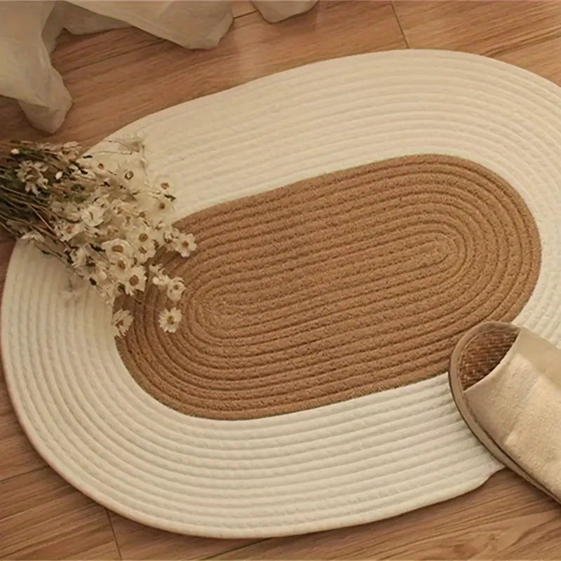 Boho Braided Hemp Oval Rug