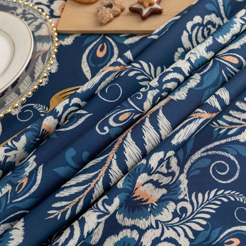 Peacock Blossom Boho Floral Tablecloth with Tassel
