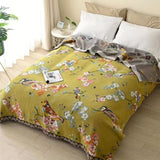 Boho Garden Bird Floral Blanket | 100% Cotton Blanket