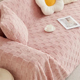 Checkered Plush Velvet Sofa Cover